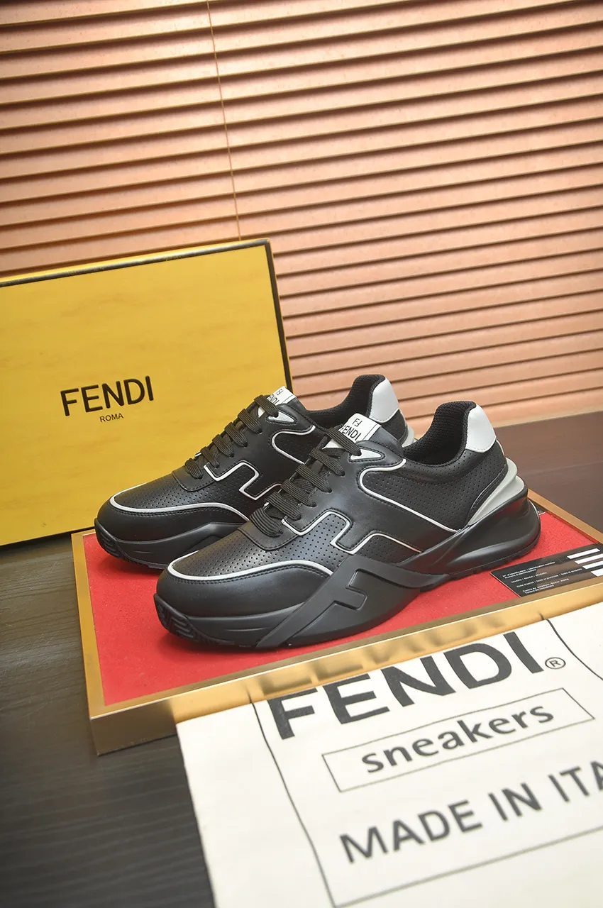 Men's shoes 💰600💶 [Fendi] The latest casual sports shoes 🔥 Many 💑 stars have the same style FD match. The original version is a one-to-one replica. Designer Kim Jones's first fendi match and Donkey brand Trainer basketball sneakers. Material: Original silk mesh. Lining: Breathable mesh. Packaging: Original 1:1 matching high-end packaging. Size: 38-45 (45 is custom-made and cannot be returned or exchanged)